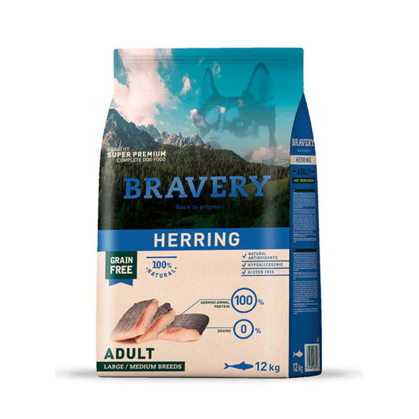 Imagen de BRAVERY DOG ADULTO LARGE/MEDIUM HERRING 12KG
